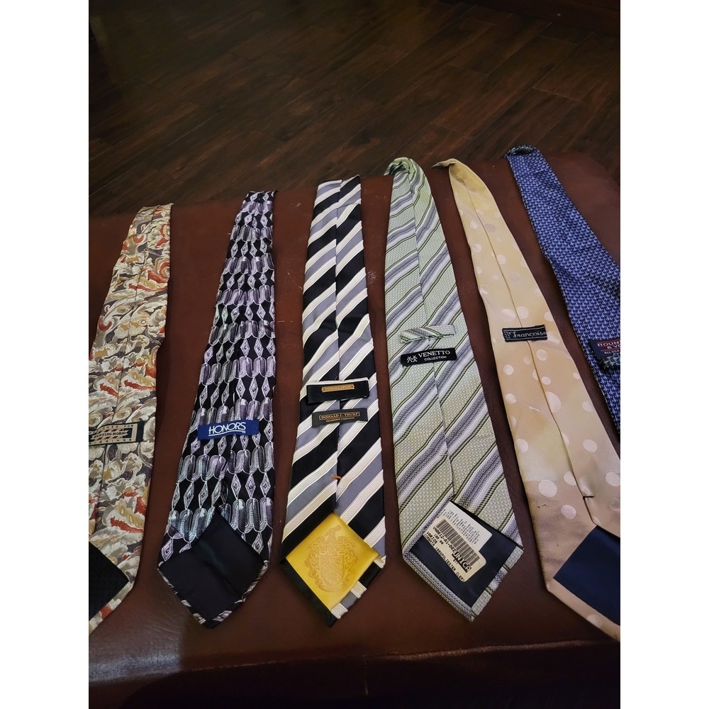Mens Designer Tie Lot 6pc Donald Trump Roundtree & Yorke Venetto Silk Vintage182